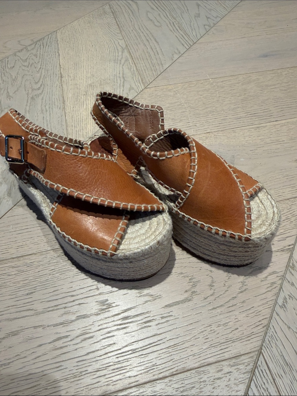 Chloé Leather Tweed Pattern Espadrilles size 36